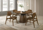 Franklin 54-inch Round Wood Pedestal Base Dining Table Dark Brown