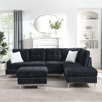 L-Shaped Sectional Sofa With Chaise And Storage Ottoman, Includes 2 Pillows