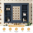 Wall Mounted Medicine Cabinet With Mirror, Storage Cabinet Featuring 6 Open Shelves And Adjustable Interior