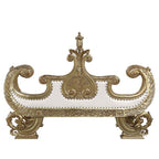Bernadette - Bench - White Synthetic Leather Fabric & Gold
