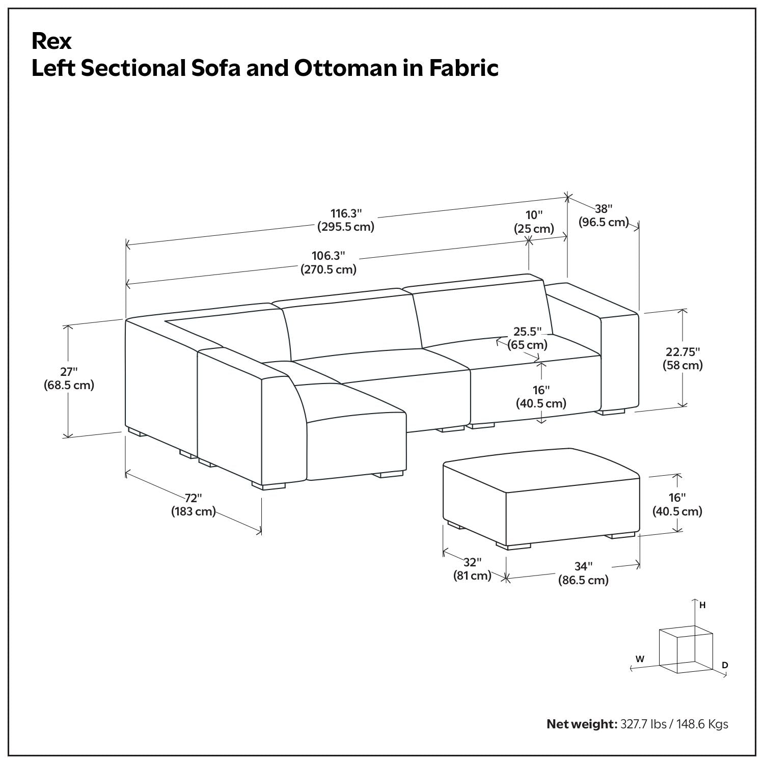 Rex - Handcrafted Sectional Sofa And Ottoman