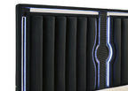 Ravenne Velvet Upholstered California King LED Panel Bed Black