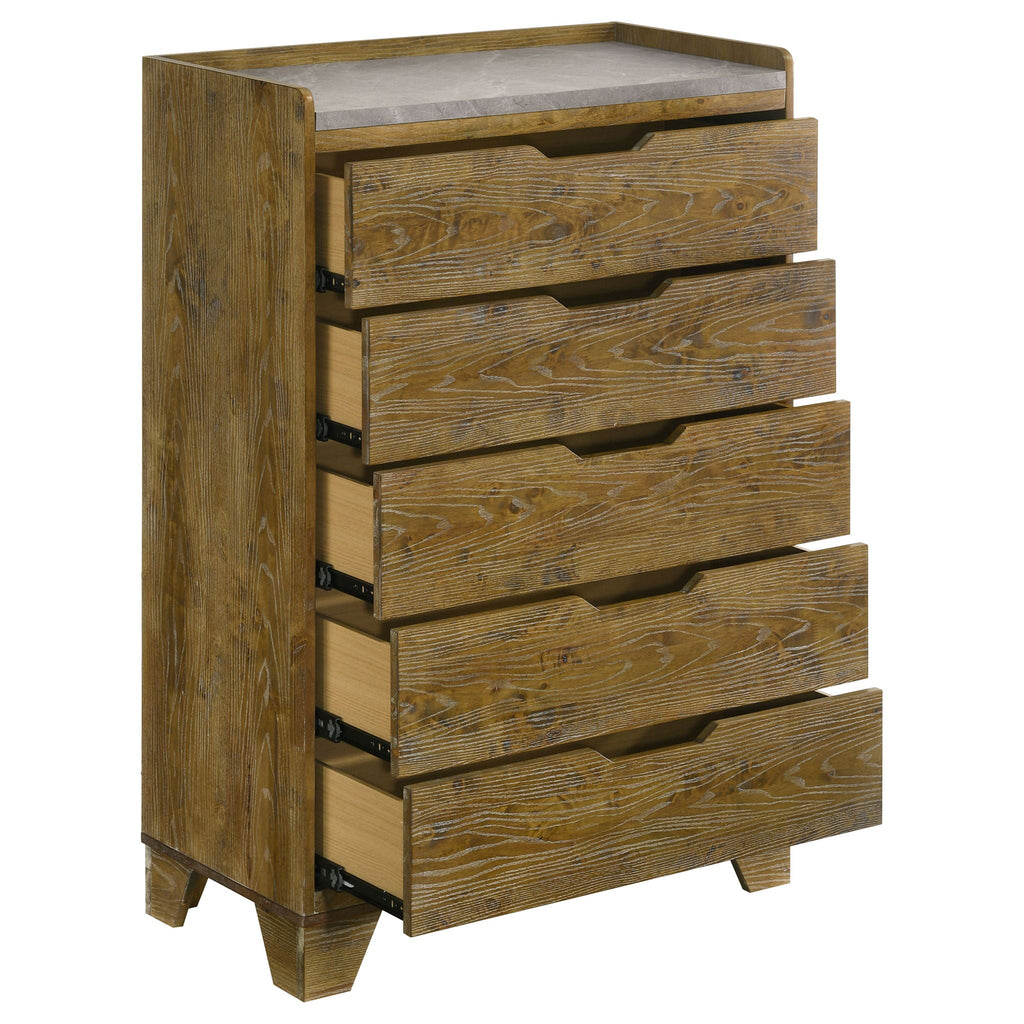 Henderson 5-drawer Bedroom Chest of Drawers Medium Oak
