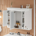Wall Mount Mirror Cabinet With Adjustable Shelves, Soft Closing Hinges