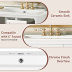 Wall-Mounted Bathroom Vanity Set With Sink, 2 Drawers And Soft-Close Door