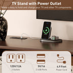 TV Stand For 70" TV, Console With Tambour Doors, Drawers And Built In Power Outlet - Dark Brown