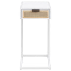 Amherst 1-drawer Radio Weave Cane Metal Side Table White