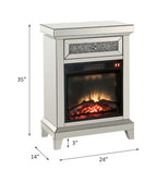 Noralie - 24" Fireplace - Mirrored & Faux Diamonds