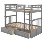 Twin Over Twin Bunk Bed With Drawers, Convertible Beds
