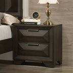 3 Piece Bedroom Set With Faceted Panels Bed And 2 Nightstands