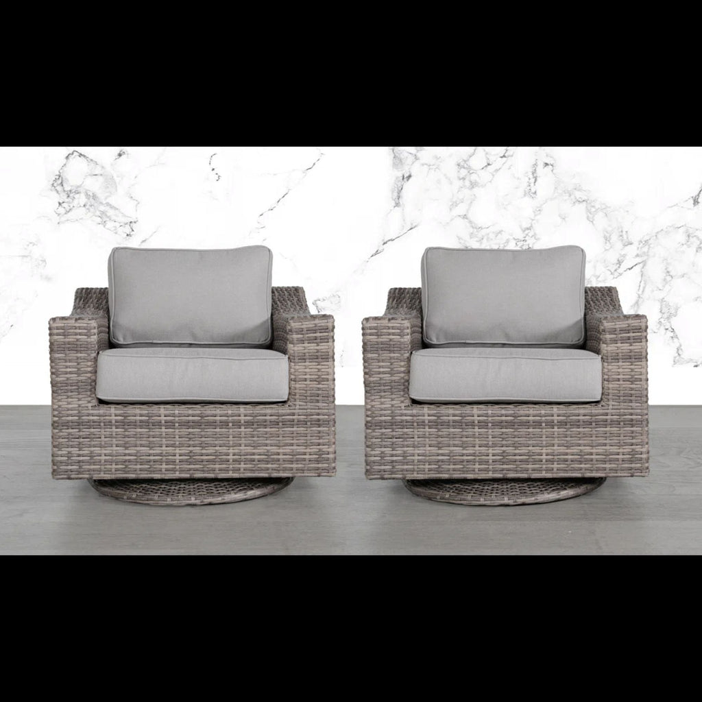 Swivel Patio Chair With Luxurious Cushions Perfect For Outdoor Relaxation (Set of 2) - Gray Mix