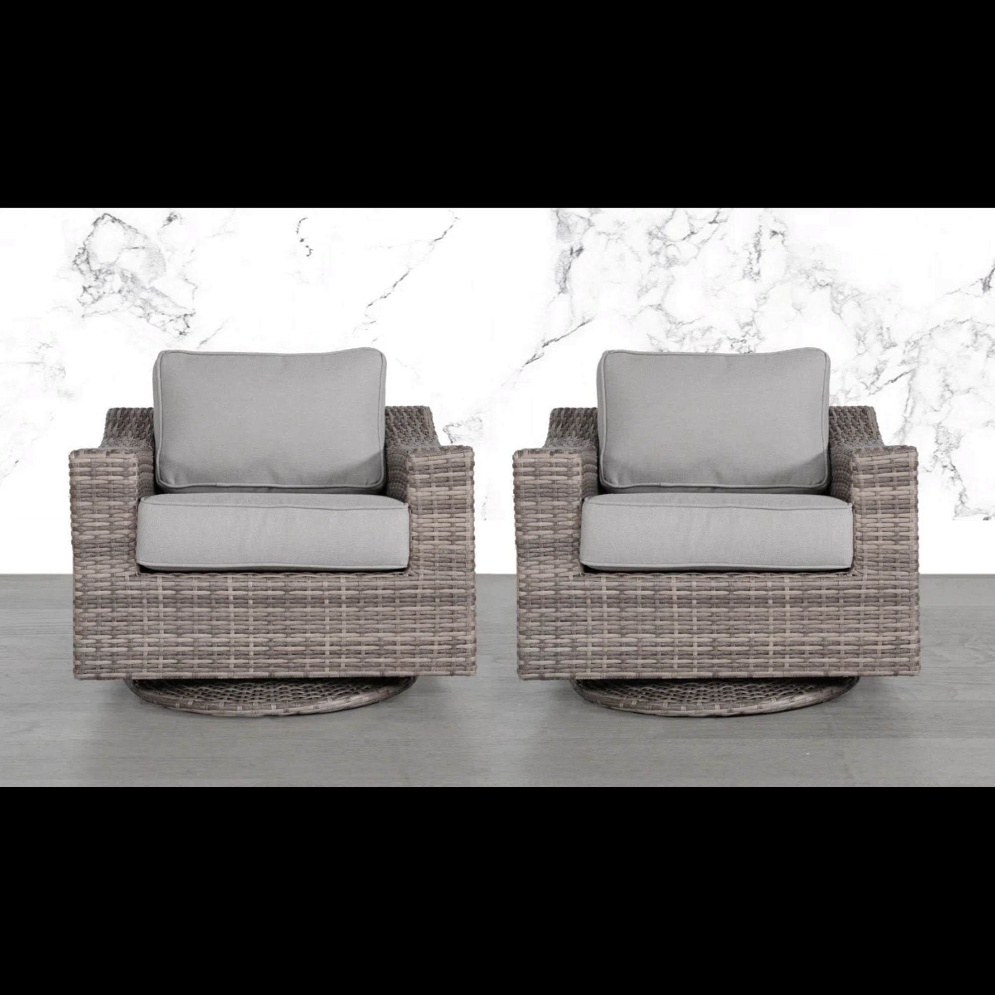 Swivel Patio Chair With Luxurious Cushions Perfect For Outdoor Relaxation (Set of 2) - Gray Mix