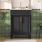 Bathroom Vanity With Integrated Sink, 2 Door Cabinet, Single Sink For Small To Medium Bathrooms