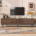 TV Stand With 2 Drawers, Media Console Table For TVs Up To 80'' For Living Room - Walnut