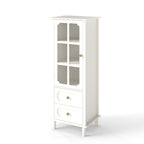 Minimalism Buffet Cabinet With Glass Doors And Double Drawer