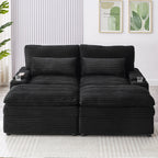 Convertible Loveseat Sofa With Storage, USB Ports, Cup Holders