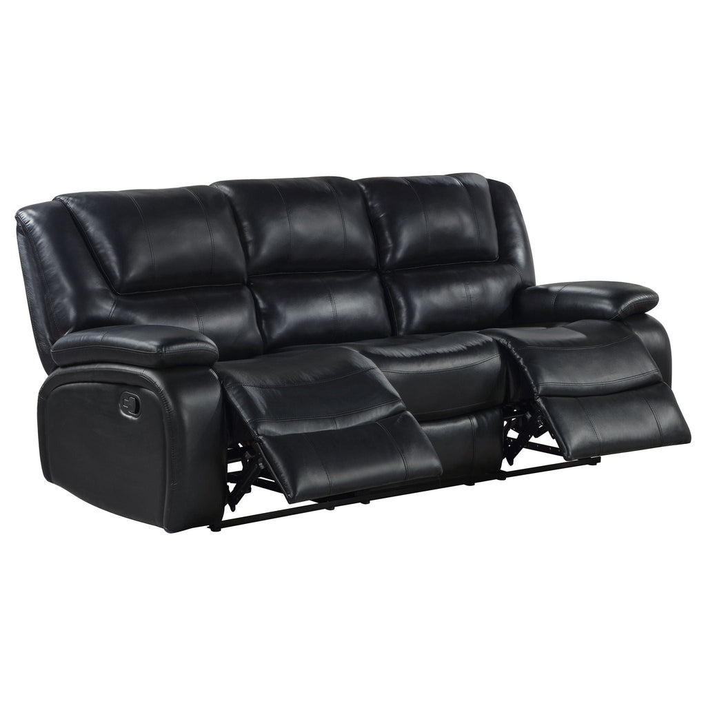 Camila 2-piece Upholstered Reclining Sofa Set Black