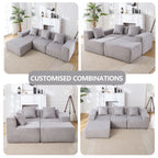 L - Shape Modern Minimalist Modular Sectional Sofa, Upholstered Cloud Couch With Deep Seats
