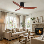 Low Profile Flush Mount Ceiling Fan With Light And Reversible Quiet Motor - Matte Black