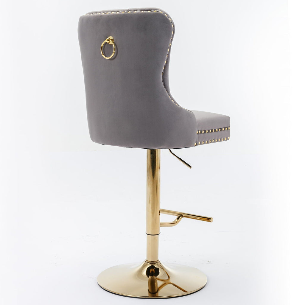 Thick Swivel Barstools Adjusatble Seat Height From 25-33", Modern Upholstered Bar Stools With Backs Comfortable Tufted For Home Pub And Kitchen Island (Set of 2)