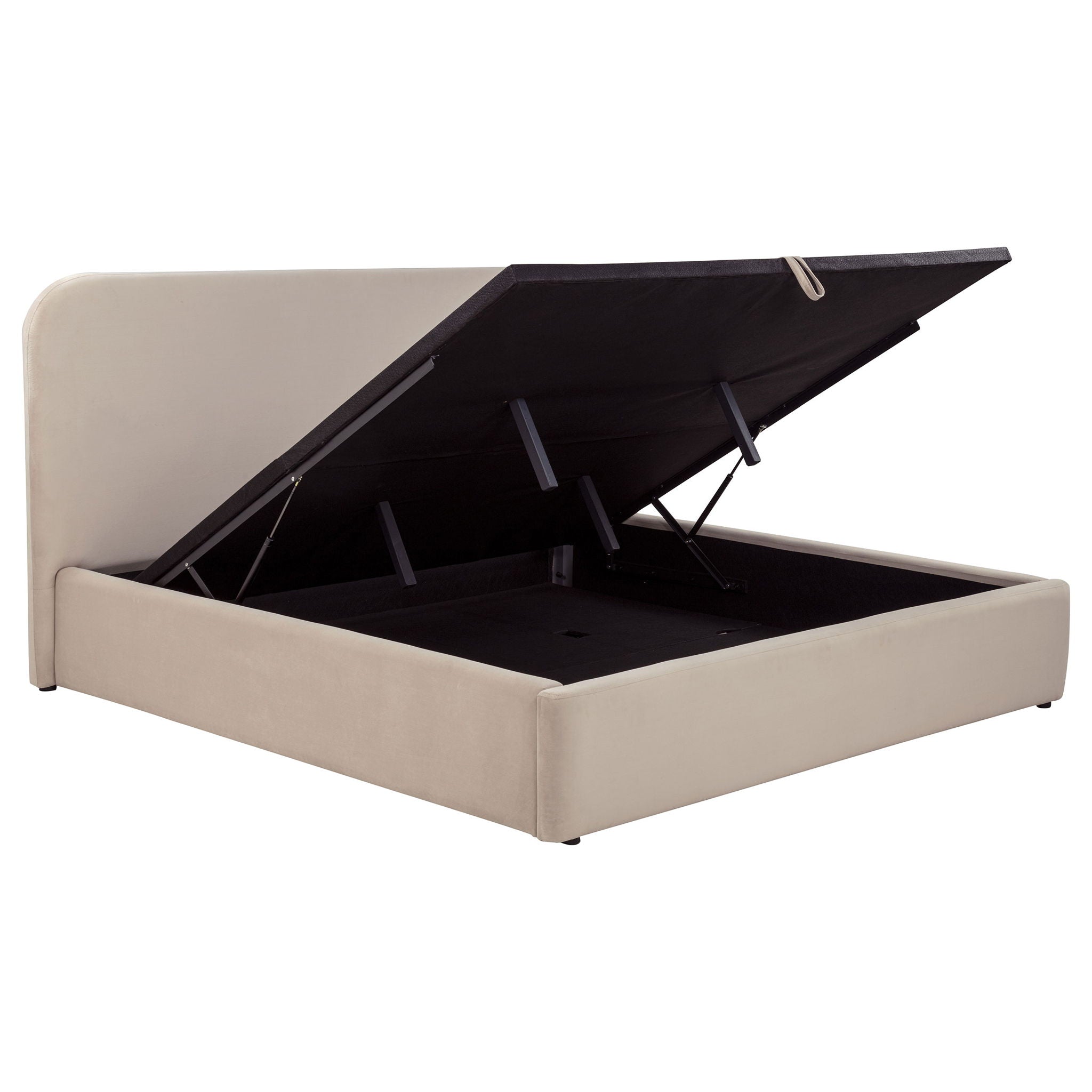Anders Upholstered Eastern King Storage Lift Platform Bed Beige