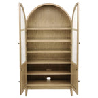 Kailani 4-Door Cane Dining Vitrine Display Cabinet Beige Oak