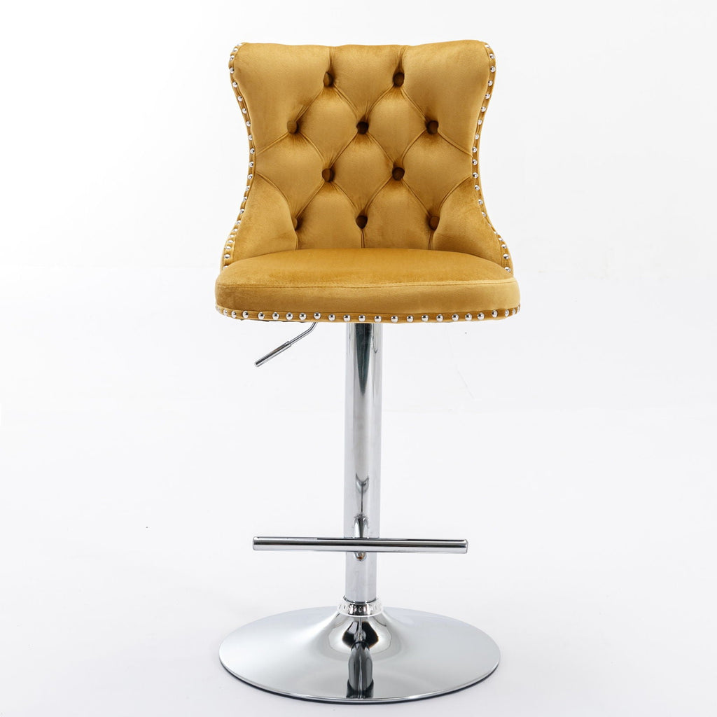 Swivel Barstools Adjusatble Seat Height From 25-33", Modern Upholstered Base Bar Stools With Backs Comfortable Tufted For Home Pub And Kitchen Island (Set of 2)
