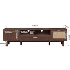 TV Stand For 75" TVs With Soft Closing Doors, Console With Accents And Drop Down Cabinet - Dark Brown