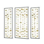 Metal Decorative Wall Art With Frame, Wall Decor For Living Room (Set of 3) - Gold