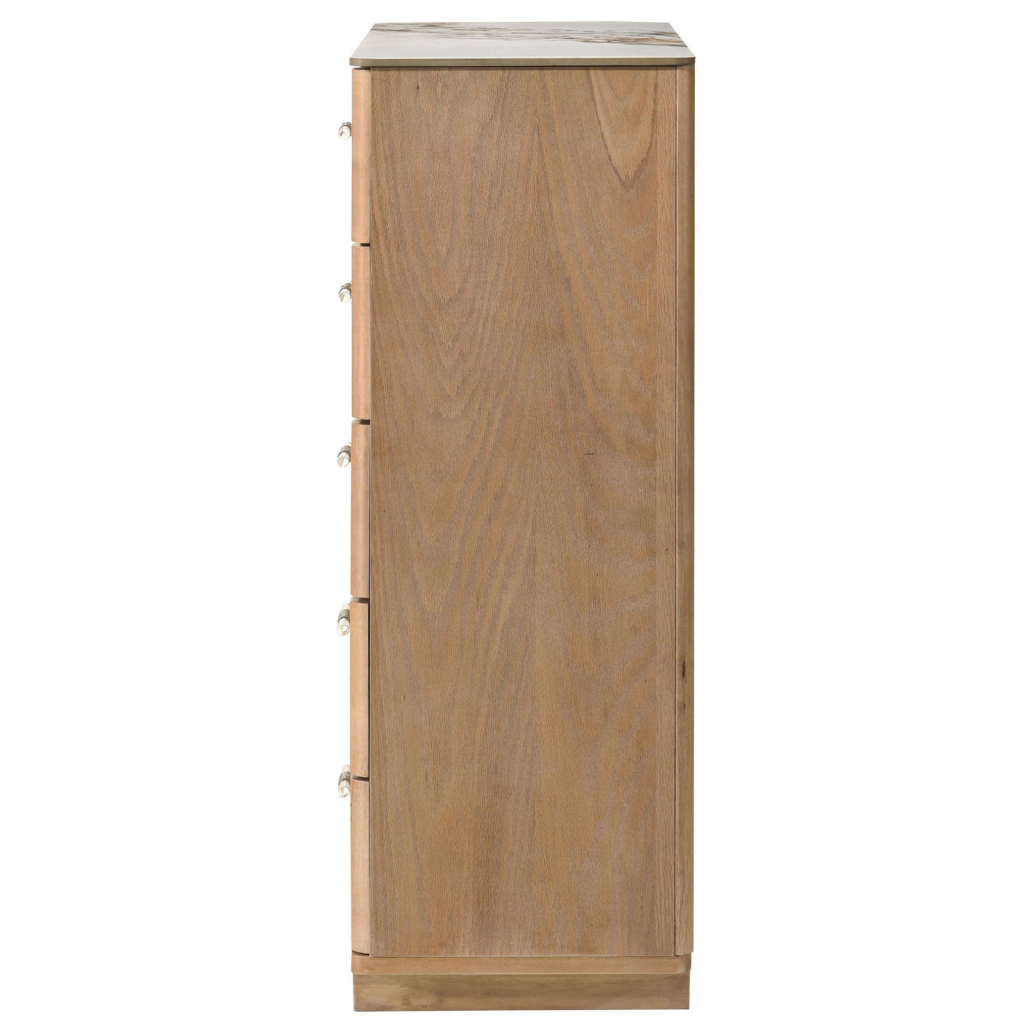 Leanne 5-drawer Sinter Stone Top Chest of Drawers Light Oak
