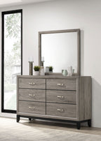 Valen 6-drawer Bedroom Dresser and Mirror Light Taupe