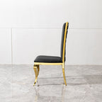 Dining Chair (Set of 2) With Unique Backrest Stainless Steel Legs - Gold