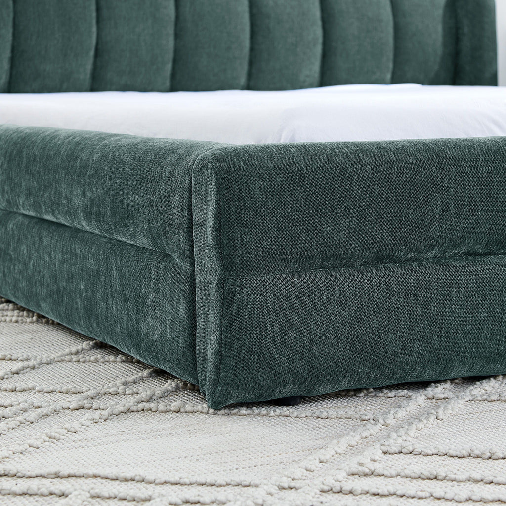Modern Upholstered Bed Frame With Thick Fabric And Headboard