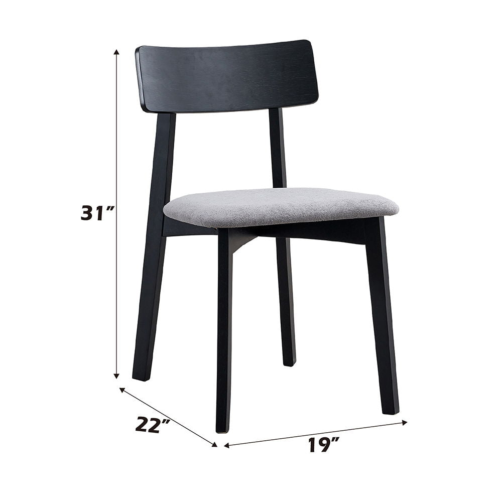 Real - Side Chair (Set of 2) - Gray Linen & Black
