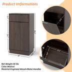 Tilt Out Trash Can Cabinet With Wave Textured Drawer & Pull Out Bin