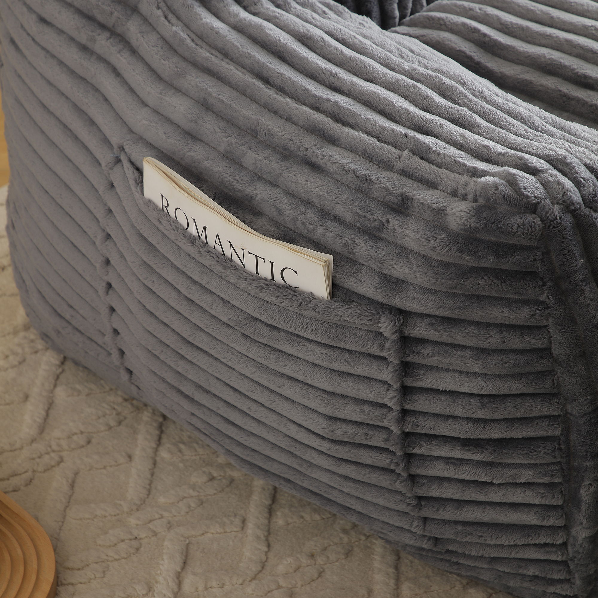 Giant Bean Bag Chair With Armrests And Footstool