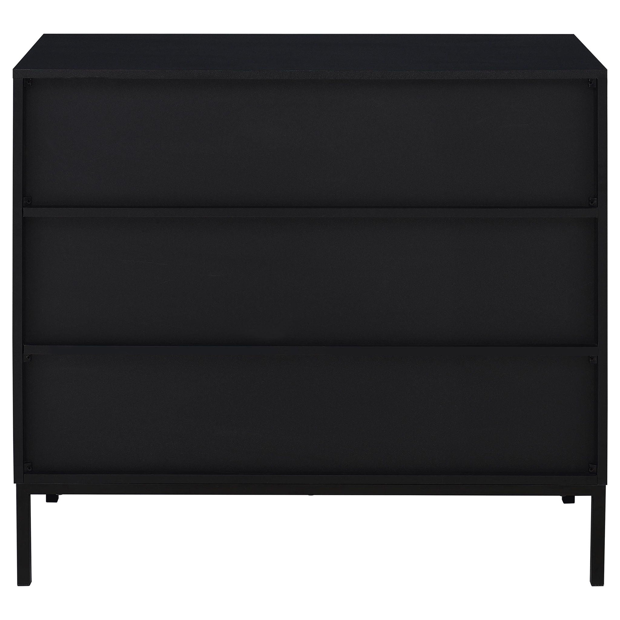 Jess 2-door Arched Fluted Glass Accent Cabinet Black