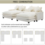 Sectional Sofa Upholstered Sofa With Two Removable Ottoman, Two USB Ports, Two Cup Holders And Large Storage Box For Living Room