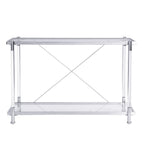Chrome Glass Sofa Table, Acrylic Side Table, Console Table For Living Room & Bedroom - Chrome