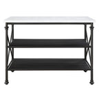Brahm - Kitchen Island - White Marble Top & Gray