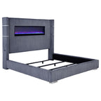 Tisdall Upholstered Eastern King Flame Visualizer Bed Grey