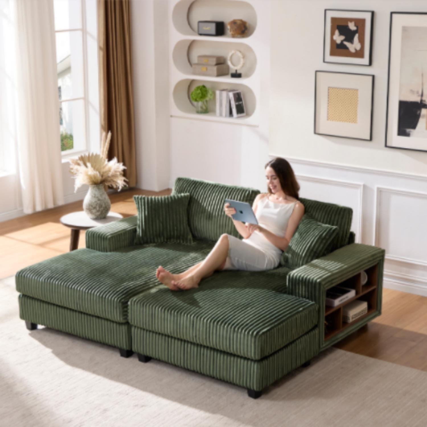 Convertible Sectional Sofa, Sleeper Oversized Living Room Lounge