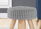 Ottoman, Pouf, Footrest, Foot Stool, Round, Natural Wood Legs, Contemporary, Modern