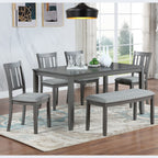 Kitchen Dining Set, Rectangular Dining Table With Upholstered Chairs
