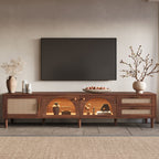 TV Stand For TVs Up To 90", Media Console With App Controlled LED Lights, 2 Drawers & Door Storage - Dark Brown