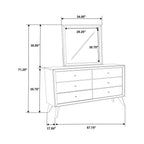 Dresser With Mirror, Angled Legs, Round Knobs - White