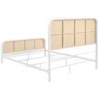 Lanewood Open Cane Webbing Metal Queen Bed White
