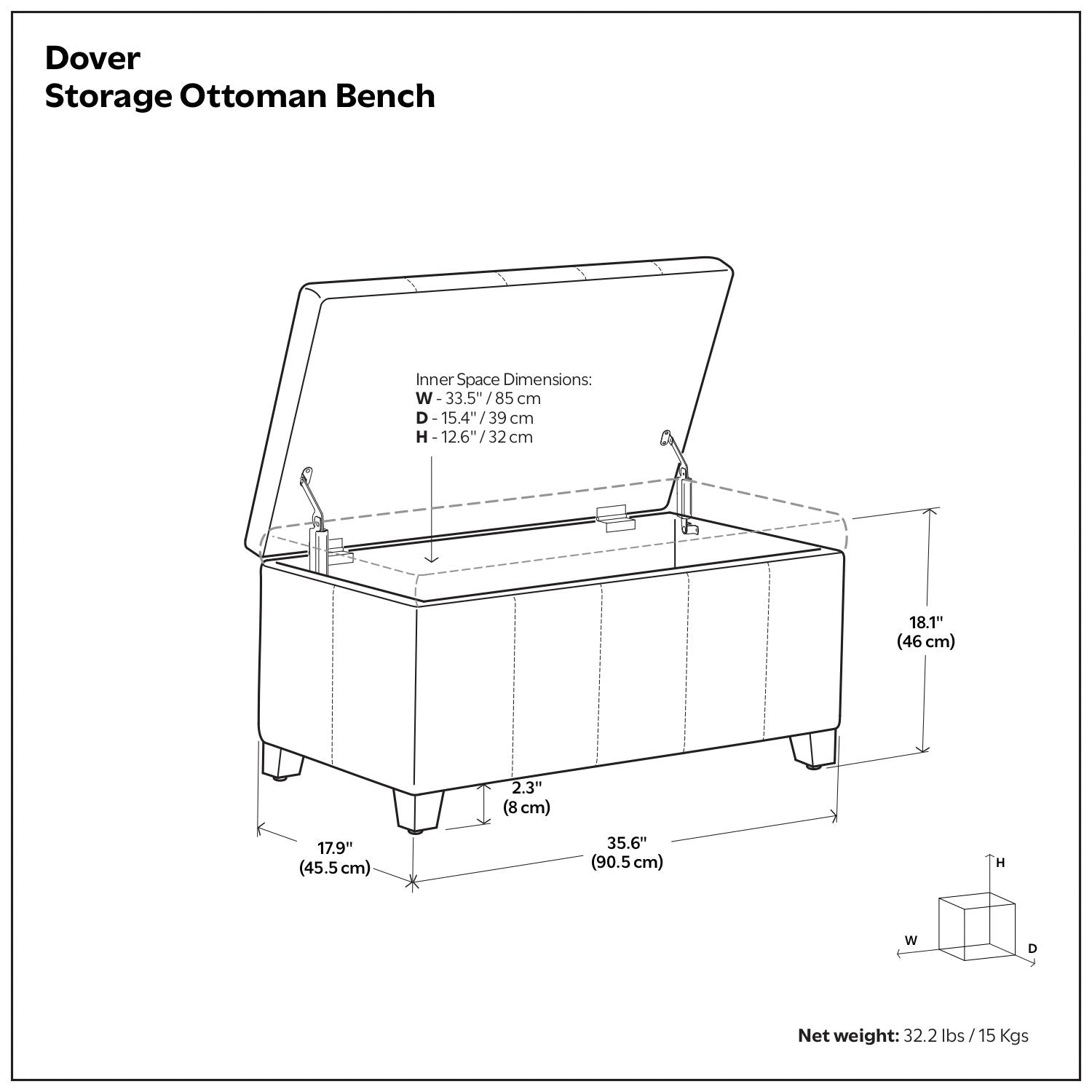 Dover - Multifunctional Storage Ottoman Bench