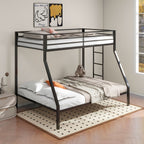 Alevera Metal Twin Over Full Bunk Bed with Ladder Black