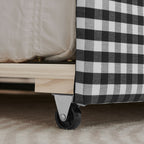 Gingham Daybed With USB Charging Port, Wave Shaped Design